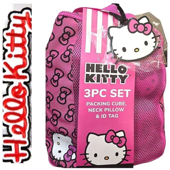 *NEW* Hello Kitty 3pc travel set: neck pillow, luggage tag & packing cube - Picture 4 of 12